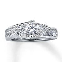 Previously Owned Three-Stone Diamond Ring 2 ct tw Round-cut 14K White Gold