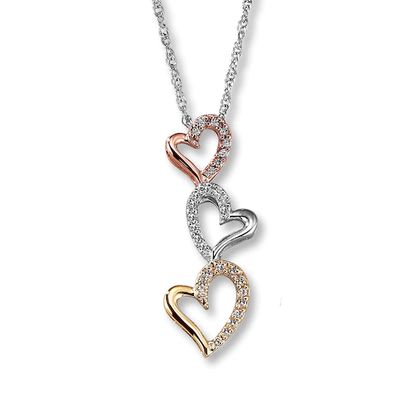 Previously Owned Diamond Heart Necklace 1/10 ct tw Sterling Silver & 10K Two-Tone Gold