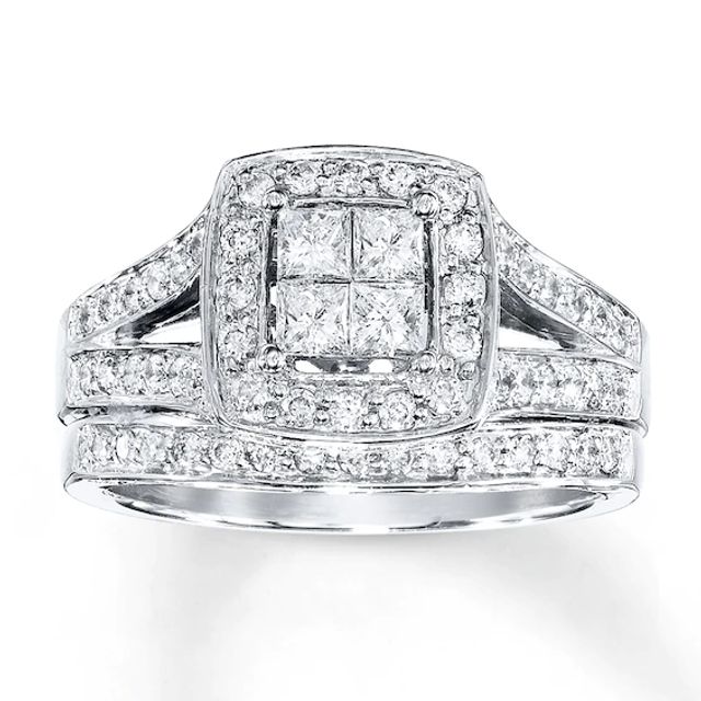 Previously Owned Bridal Set 1 ct tw Diamonds 14K White Gold