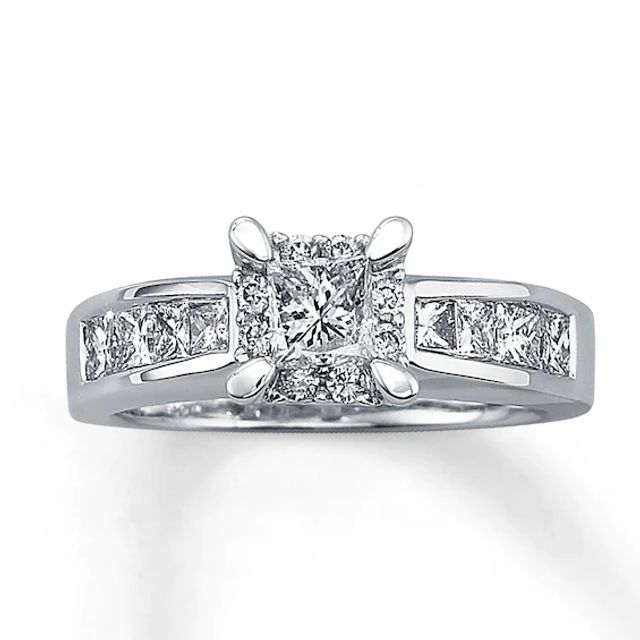 Previously Owned Diamond Engagement Ring 1-1/4 ct tw Princess-cut 14K White Gold