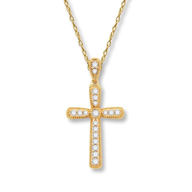 Previously Owned Diamond Cross Necklace 1/ ct tw Round-cut 10K Gold