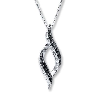 Previously Owned Black & White Diamonds 1/6 ct tw Necklace Sterling Silver