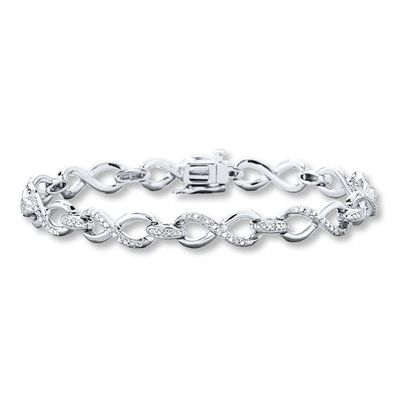 Previously Owned Infinity Bracelet 1/4 ct tw Round-cut Diamonds Sterling Silver 7.5"