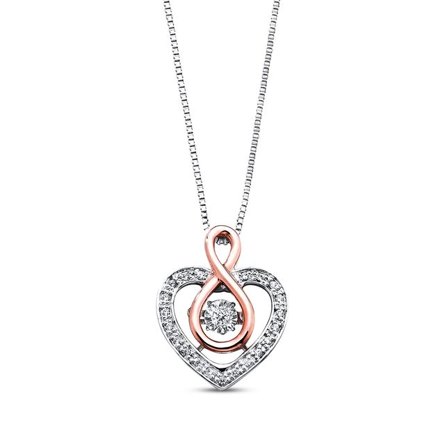 Previously Owned Unstoppable Love 1/8 ct tw Necklace Sterling Silver/10K Rose Gold