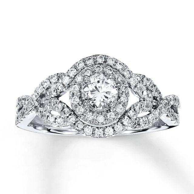 Previously Owned Diamond Engagement Ring / ct tw Round-cut 14K White Gold