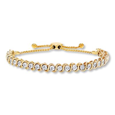 Previously Owned Diamond Bolo Bracelet 1/5 ct tw 10K Yellow Gold 9.5"