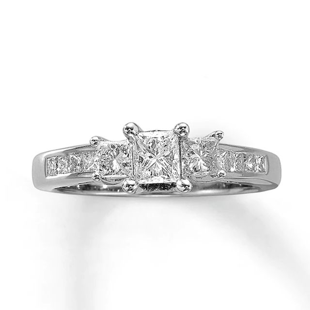 Previously Owned Ring 1 ct tw Princess-cut Diamonds 14K White Gold - Size 4.5