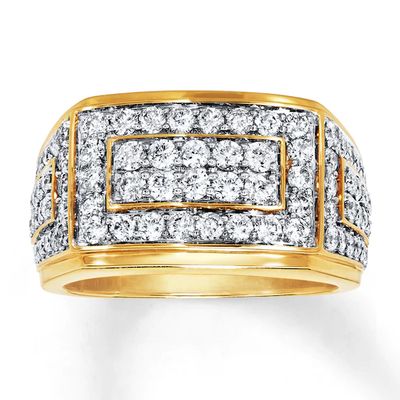 Previously Owned Men's Diamond Ring 2 ct tw Round-cut 10K Yellow Gold