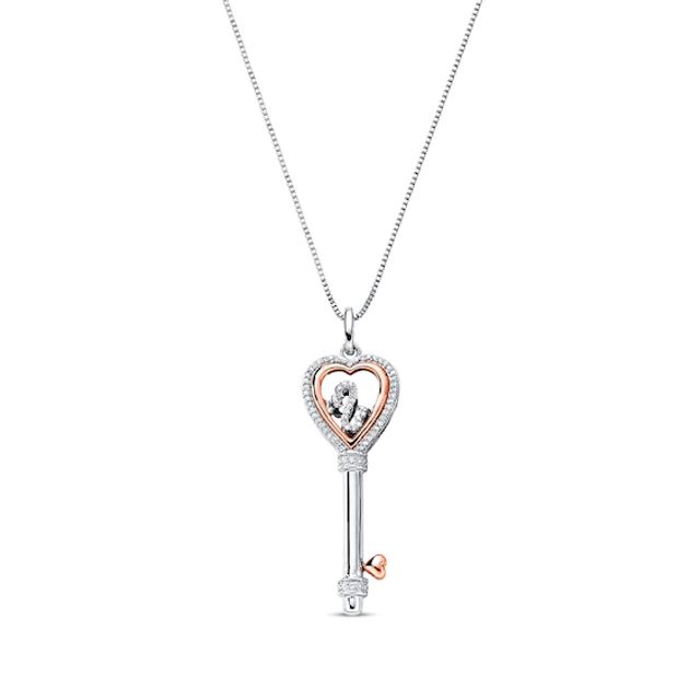Previously Owned Diamond Necklace 1/10 ct tw Sterling Silver and 10K Rose Gold