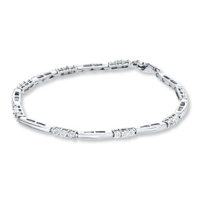 Previously Owned Diamond Bracelet 1/ ct tw Round-cut Sterling Silver 7.25