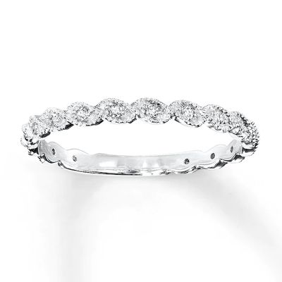 Previously Owned Previously Owned Wedding Ring 1/10 ct tw Round-cut Diamonds 14K White Gold - Size 4.75
