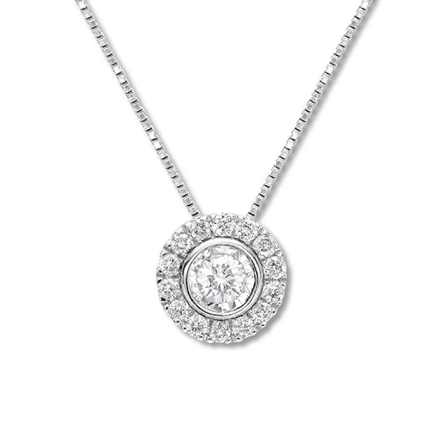 Previously Owned Diamond Necklace 1/4 ct tw Round-cut 10K White Gold