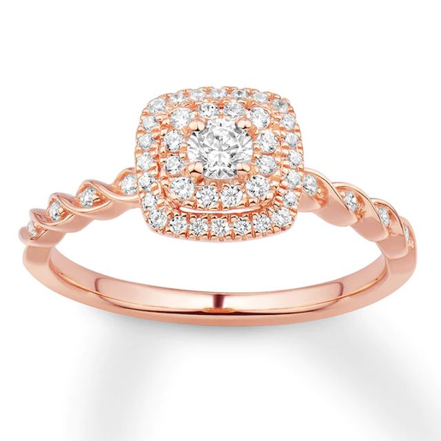 Previously Owned Diamond Engagement Ring /3 ct tw Round-cut 10K Rose Gold