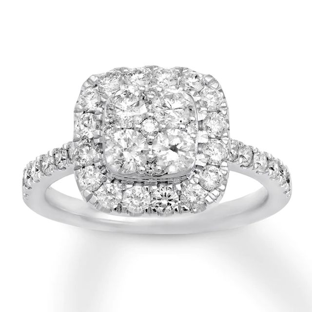 Previously Owned Diamond Engagement Ring 1-3/8 ct tw Round-cut 14K White Gold - Size 9.75