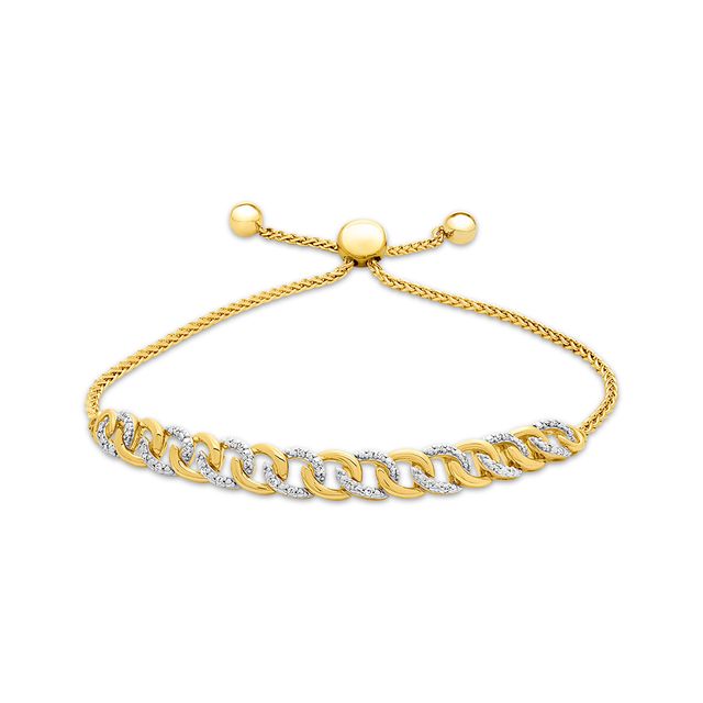 Previously Owned Diamond Link Bolo Bracelet 1/10 ct tw Round-cut 10K Yellow Gold 9.5"