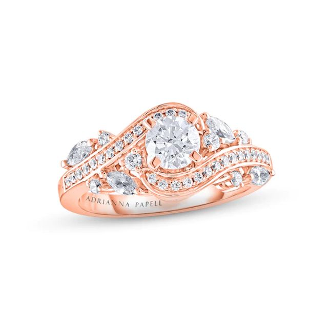 Previously Owned Adrianna Papell Diamond Engagement Ring 1 ct tw Round & Marquise-cut 14K Rose Gold