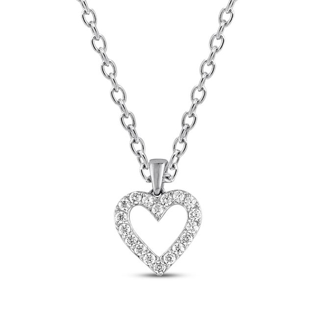 Previously Owned Diamond Heart Necklace 1/4 ct tw Round-cut 10K White Gold 18