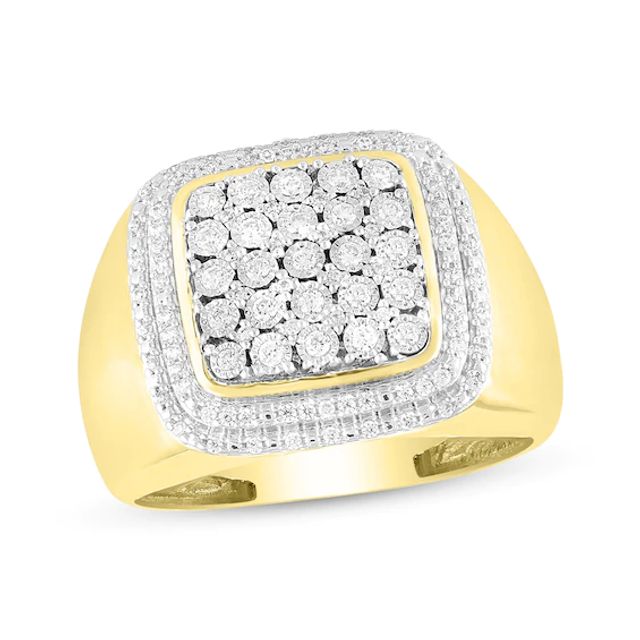 Previously Owned Men's Diamond Square Ring 1/2 ct tw 10K Yellow Gold