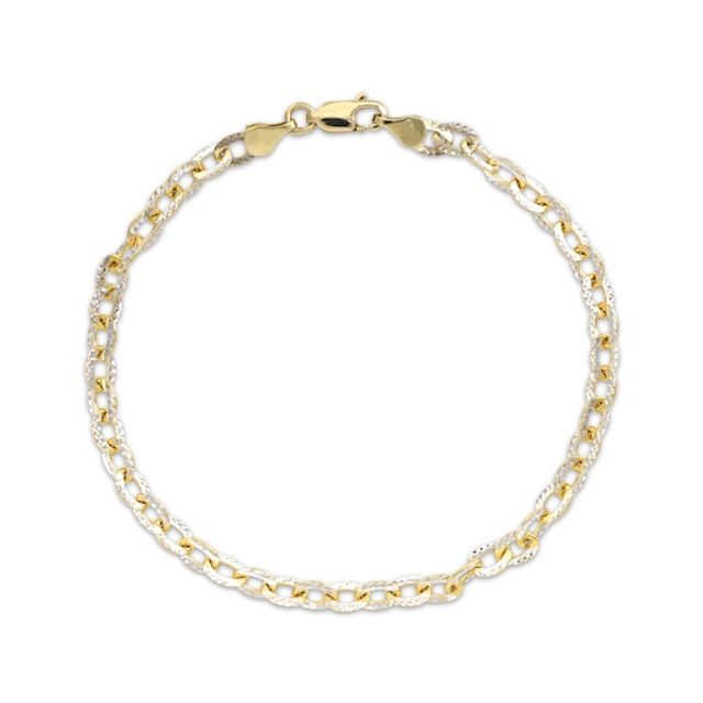 Diamond-Cut Solid Cable Chain Bracelet 14K Yellow Gold 7.5"