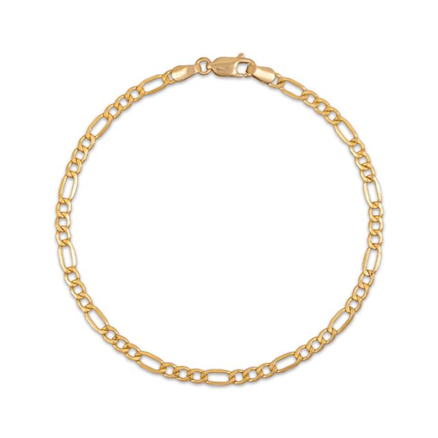 Hollow Figaro Chain Bracelet 3.55mm 14K Yellow Gold 7.5”