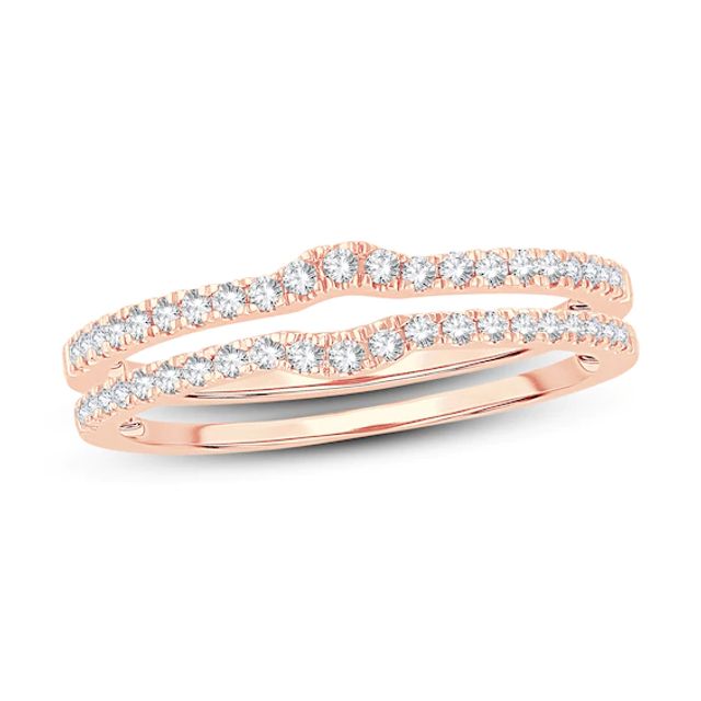 Double Wedding Band 1/4 ct tw Diamonds 14K Rose Gold