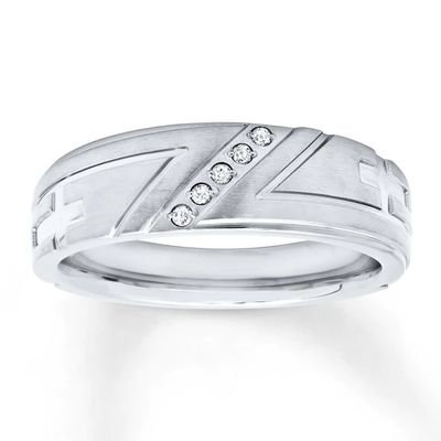 Men's Diamond Wedding Band 1/20 carat tw Stainless Steel 7mm