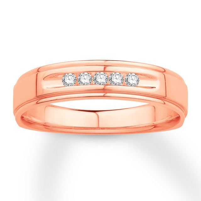 Men's Diamond Wedding Band 1/8 Carat tw Round-cut 10K Rose Gold