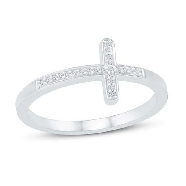 Diamond Cross Ring 1/15 ct tw Sterling Silver