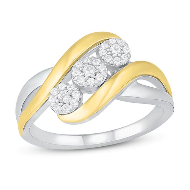 Diamond Ring 1/5 ct tw Round-cut Sterling Silver & 10K Yellow Gold