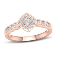 Diamond Ring 1/3 ct tw Round & Princess 10K Rose Gold