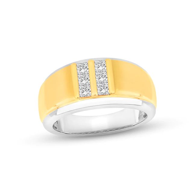 Men's Diamond Wedding Band 5/8 ct tw Square-cut 14K Two-Tone Gold