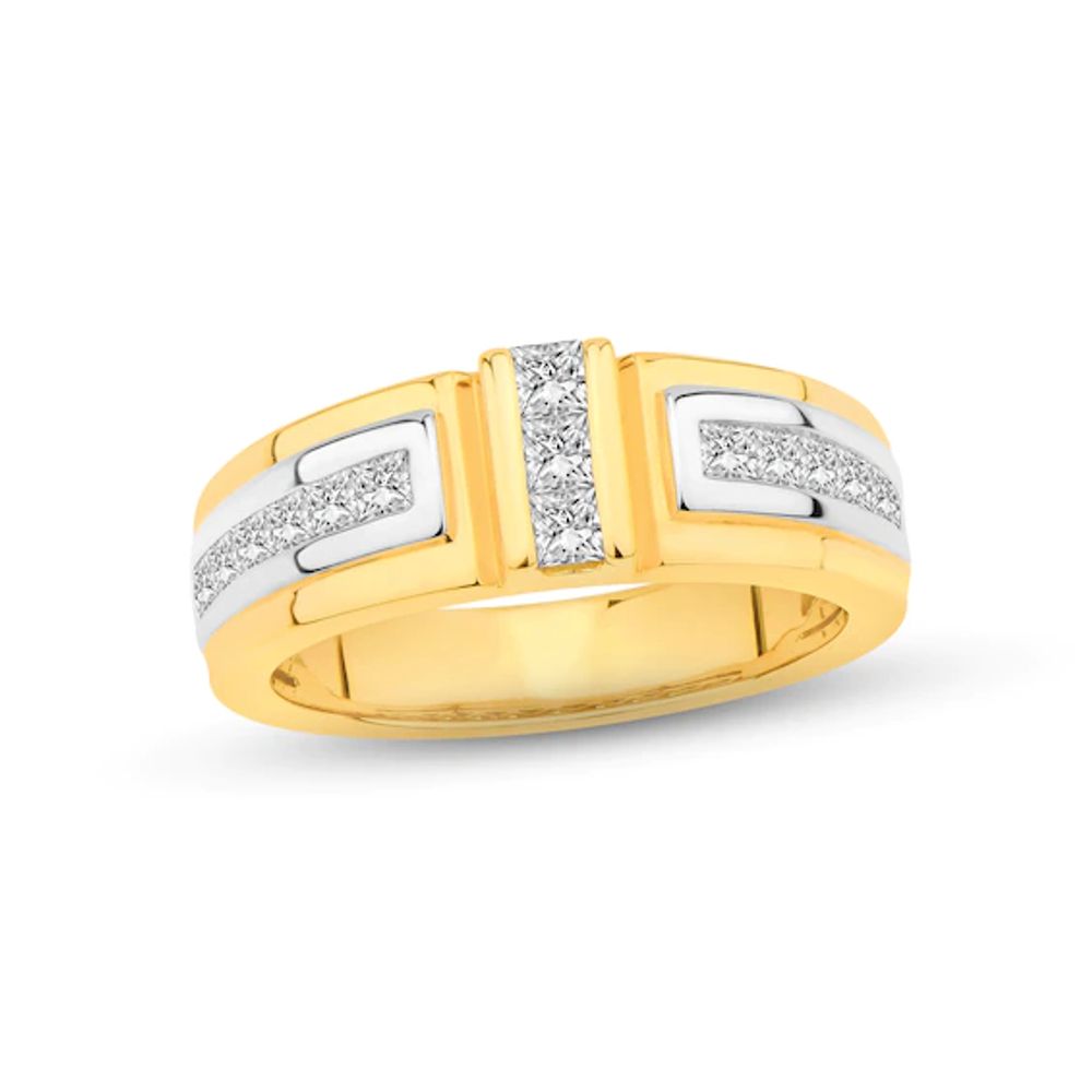 Men's Diamond Wedding Band 1 ct tw Square-cut 14K Two-Tone Gold