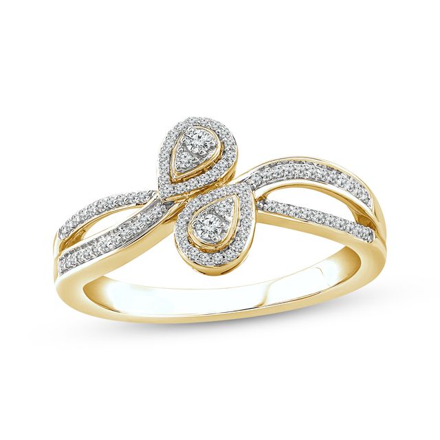 Round-Cut Diamond Bypass Promise Ring 1/5 ct tw 10K Yellow Gold
