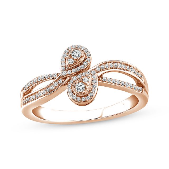 Round-Cut Diamond Bypass Promise Ring 1/5 ct tw 10K Rose Gold