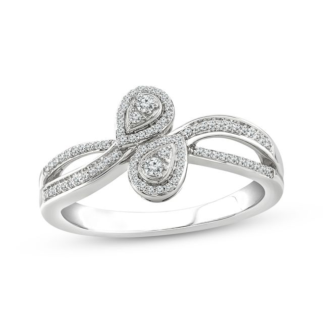 Round-Cut Diamond Bypass Promise Ring 1/5 ct tw 10K White Gold