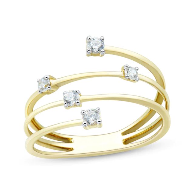 Round-Cut Diamond Five-Stone Ring 1/5 ct tw 10K Yellow Gold