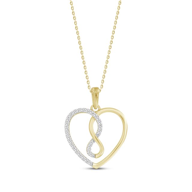 Diamond Infinity Heart Necklace 1/6 ct tw 10K Yellow Gold 18”