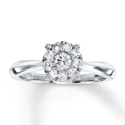 Diamond Engagement Ring 1/2 ct tw Round-cut 14K White Gold