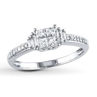 Diamond Engagement Ring 1/2 ct tw Princess-cut 10K White Gold