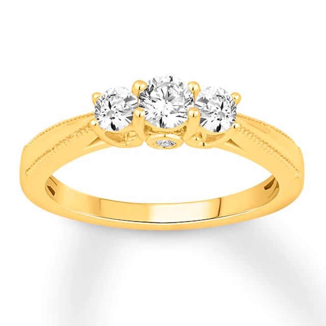 Three-Stone Diamond Ring 1/2 ct tw Round-cut 14K Yellow Gold