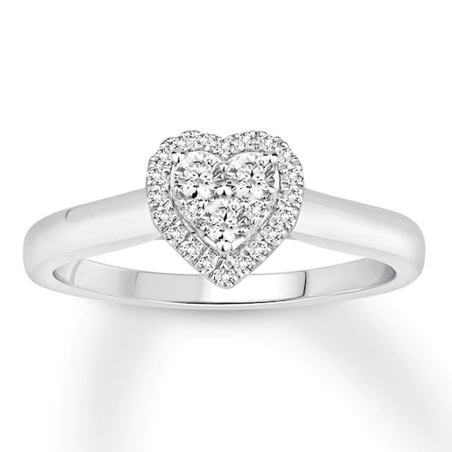 Adore Diamond Heart-Framed Engagement Ring 1/4 ct tw 10K White Gold