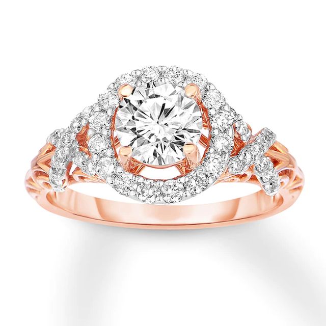 Diamond Engagement Ring 1-1/6 ct tw Round-cut 14K Rose Gold