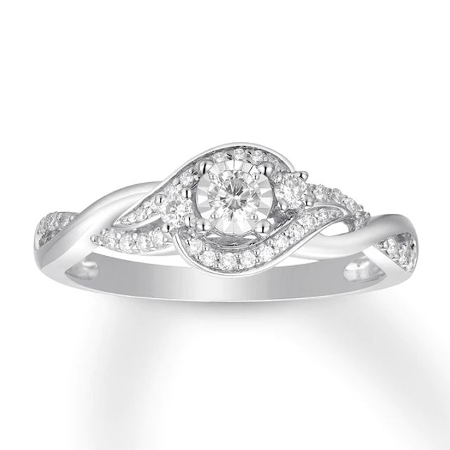 Diamond Engagement Ring 1/4 ct tw Round-cut 10K White Gold