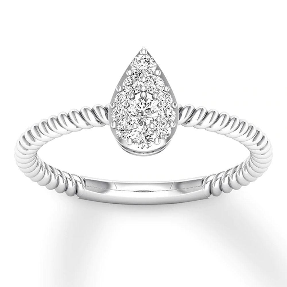 Diamond Promise Ring 1/4 ct tw Round 10K White Gold