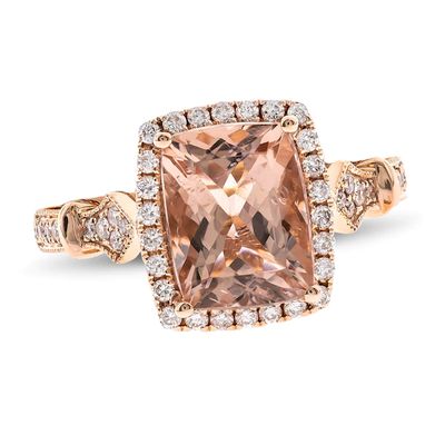 Morganite & Diamond Engagement Ring 1/4 ct tw 14K Rose Gold