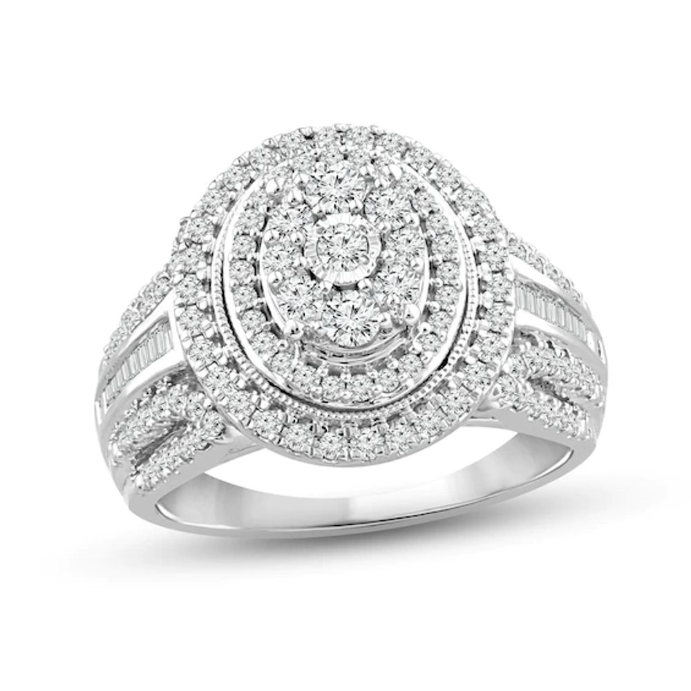 Diamond Anniversary Ring 1 ct tw Baguette-cut 10K White Gold