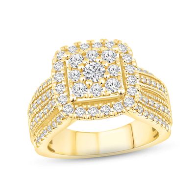 Diamond Engagement Ring 1-1/2 ct tw Round-cut 10K Yellow Gold