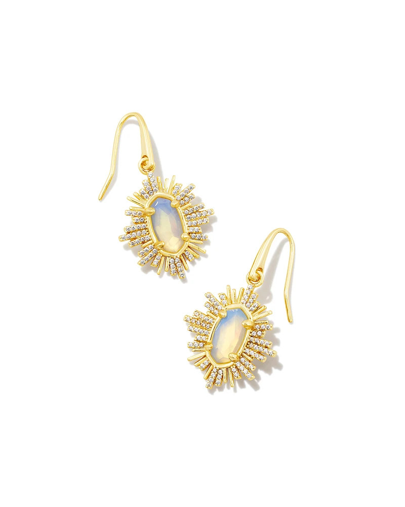 Grayson Gold Sunburst Drop Earrings in Iridescent Opalite Illusion