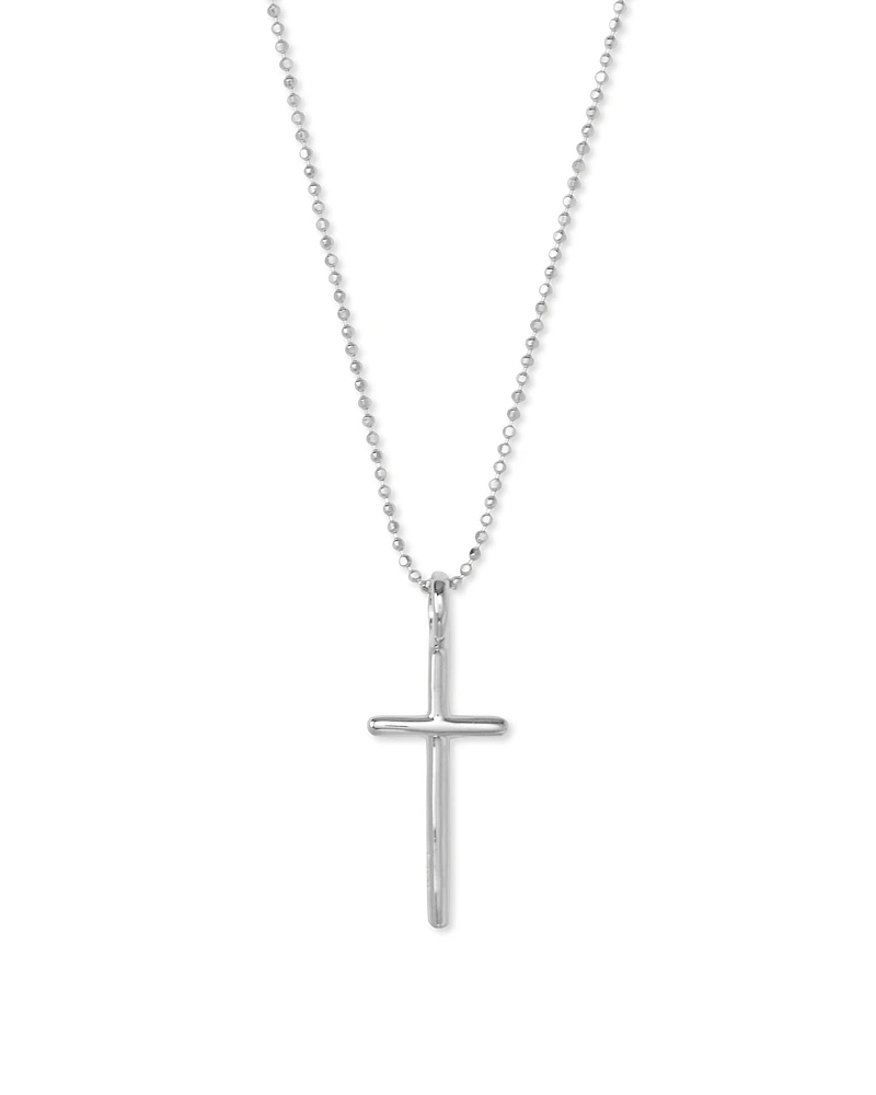 Cross Charm Pendant Necklace in Sterling Silver