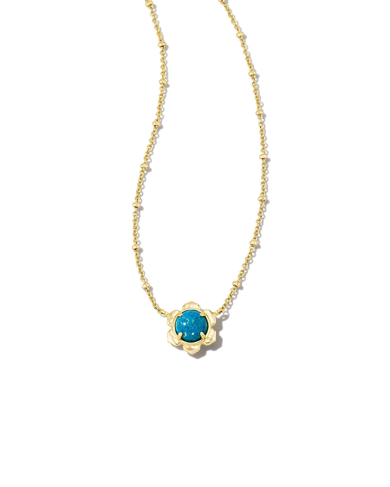 Susie Gold Short Pendant Necklace in Marine Kyocera Opal